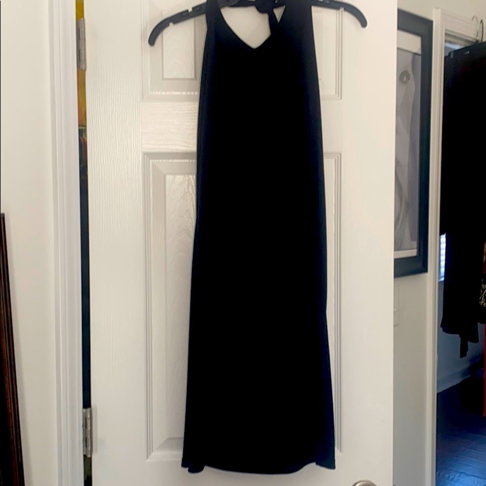 Black dress tie around the neck